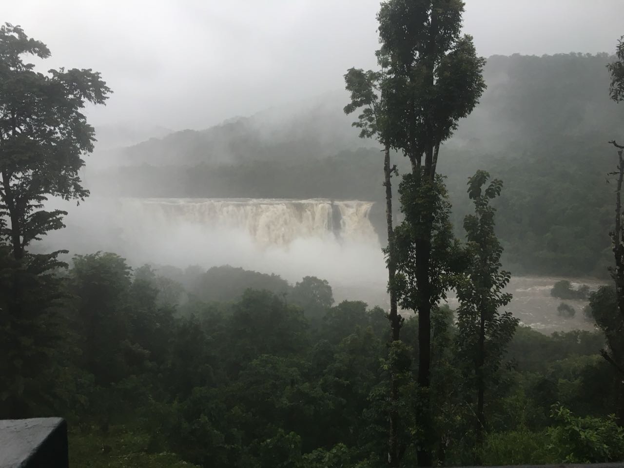 Athirapally waterfalls in Monsoon